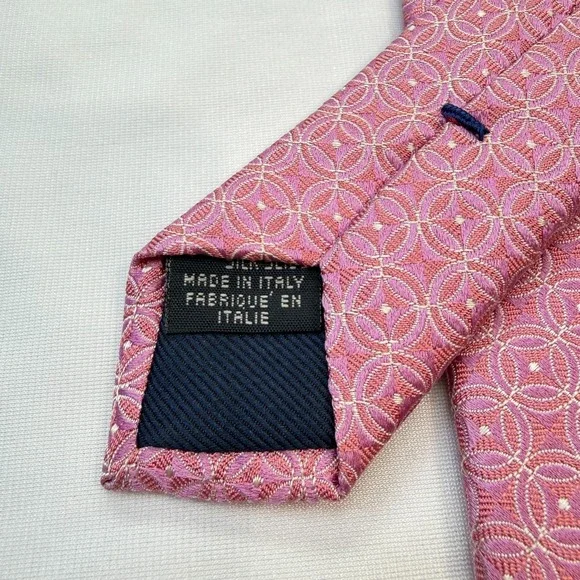 Canali Pink Geometric Silk Tie Made in Italy Luxury Designer Necktie